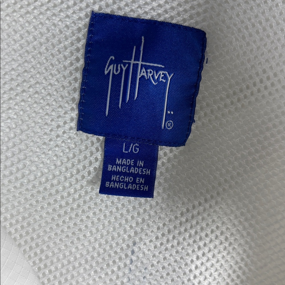 GUY HARVEY Outdoor Fishing Long Sleeve Button Front Shirt Vented Large White - Picture 3 of 5